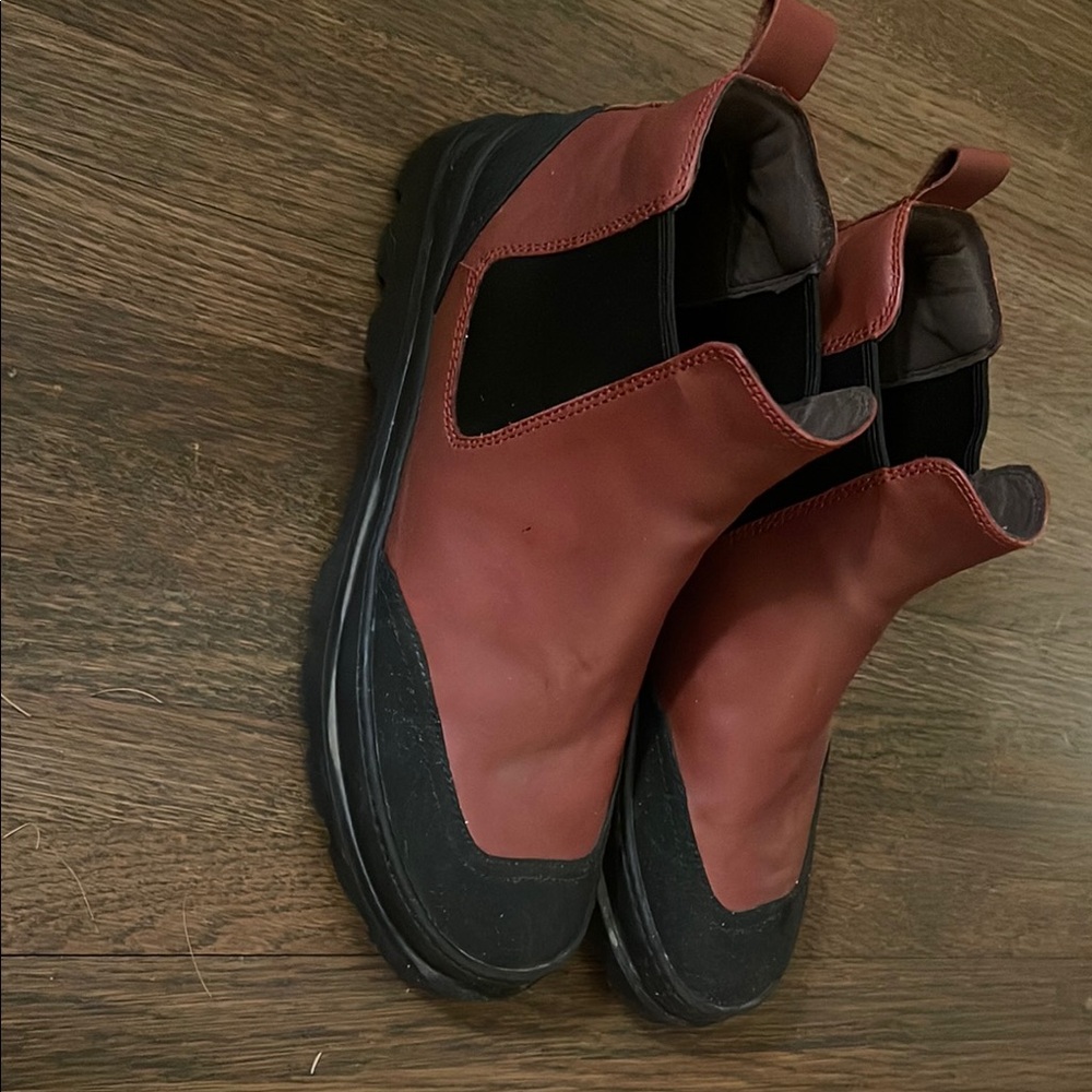 Camper Red and Black Ankle Boots with Elastic Panels